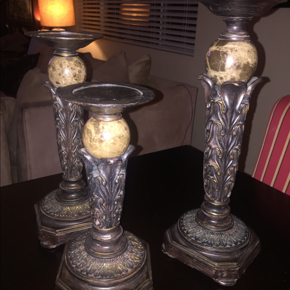 Set of marble candle sticks